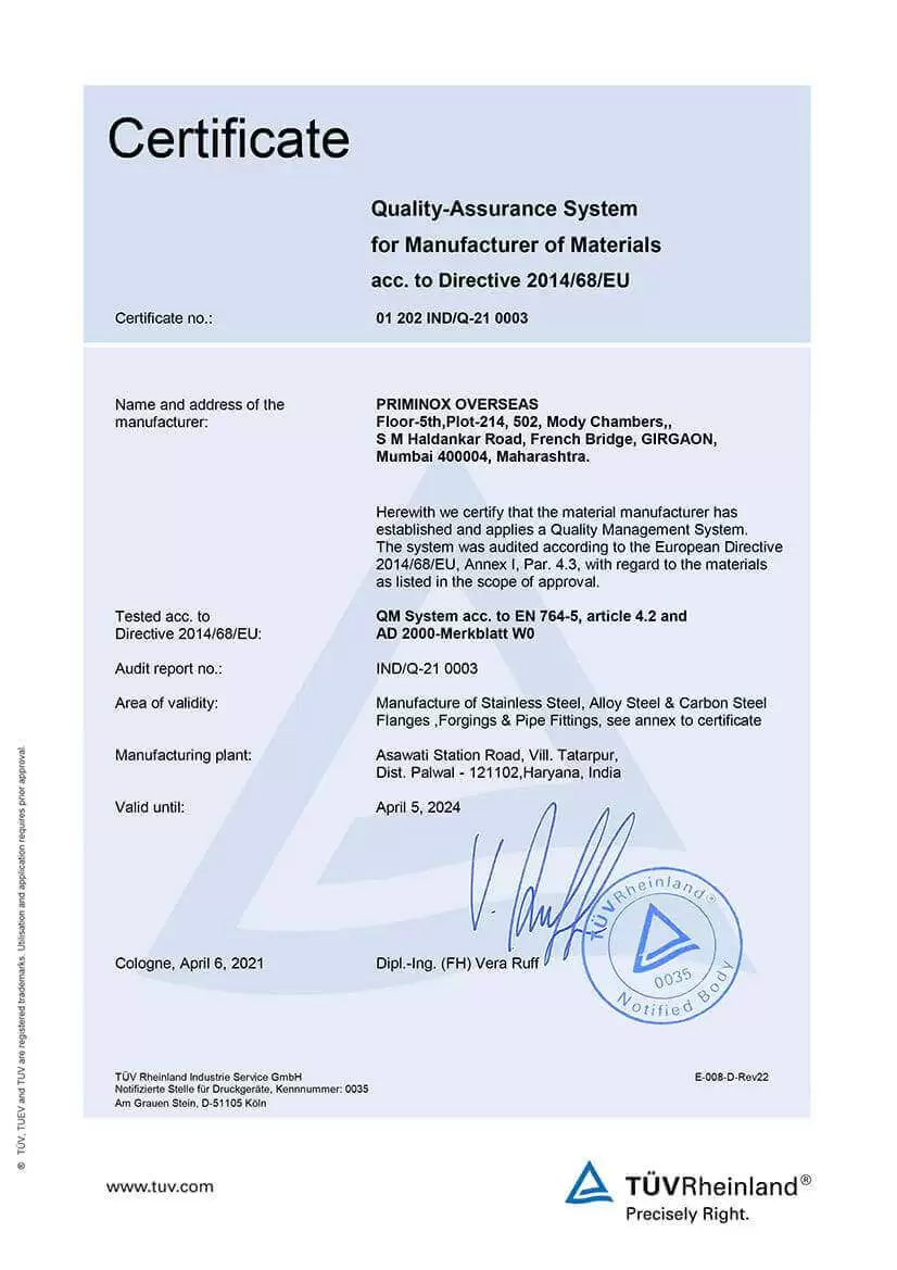 TUV Certificate